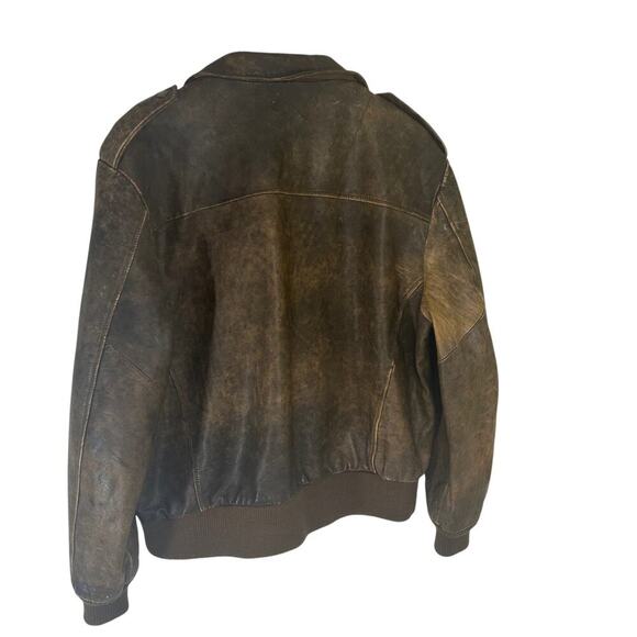 Vintage Burma Run Brown Leather Bomber Jacket Size 44R Pilot Military - Picture 4 of 8